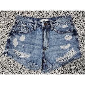 JBD Just Black Denim Jean Shorts Womens (XS) Cutoff Frayed Distressed Light Wash